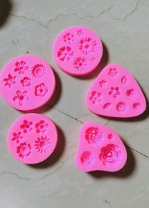 5 Silicone Candle Mould Resin, Clay Flower Moulds