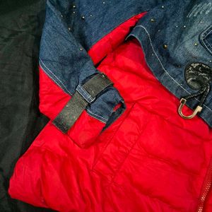 Unique Denim &amp; Red Jacket/ puffer
