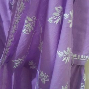 Chikankari Lavender Kurta