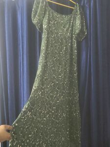 Olive Green Floral Maxi Dress