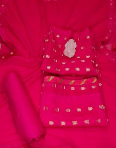 Women Saree Mall Silk Blend Zari Pink Suit Fabric