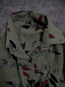 Olive CROP  Tie Shirt
