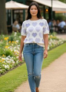 Cute Heart Pattern Knit Top