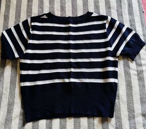 Striped Square Neck Knit Top