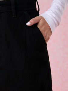 BLACK WIDE LEG CARGO JEANS