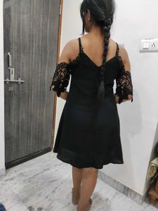 Sleeveless Cold Shoulder Black Dress