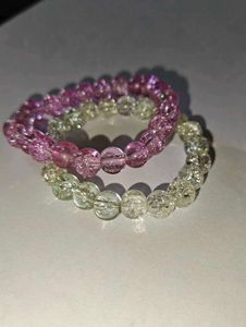 Pink &amp; Clear Crackle Bead Bracelets