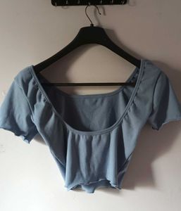 Blue Backless Crop Top