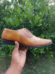 Tan Leather Oxford Dress Shoes