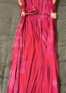 Elegant Pink Tie-Dye Maxi Dress