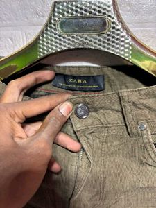 Zara Man Olive Green Corduroy Pants
