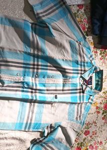 Blue Plaid Button-Down Shirt