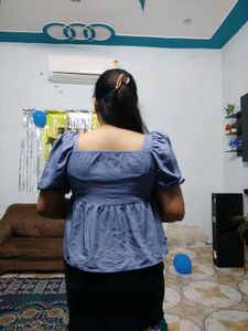 Stylish Blue Puff Sleeve Top