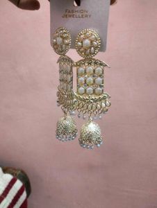 White Jhumar Earrings
