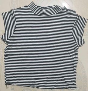 Striped Mock Neck Top