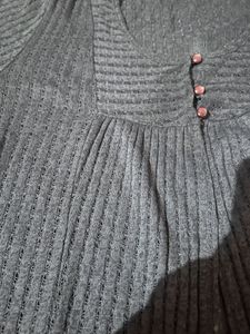 Crochet Style Open Front Charcoal Color Top