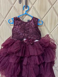 Maroon Party Dress tail cut