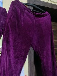 Elegant Purple velvet Kurta Set