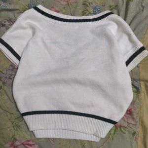 White V-Neck Knit Top