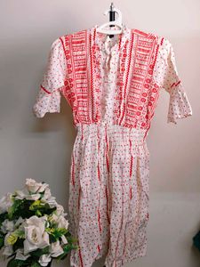 Red and White Dress