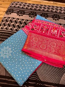 Blue Saree With Blouse Piece