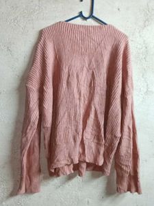 Oversized Winter Knit Cardigan Sweater Pink