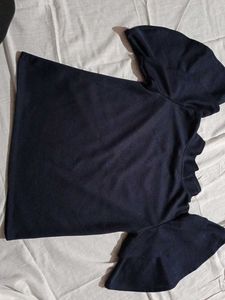 Elegant Navy Ruffle Sleeve Top