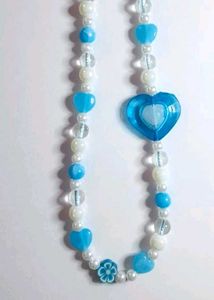Blue And White Heart Beads Phone Charm