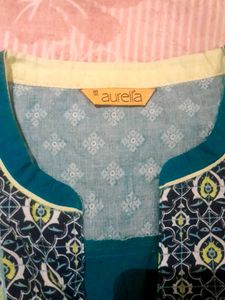 AURELIA Elegant Teal Blue Kurta, Size-XS