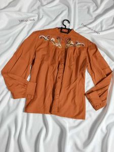 🇦🇮Vintage Embroidery Button Up Blouse Top