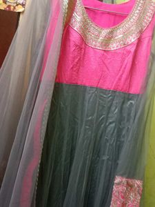 Pink &amp; Silver Embellished Fabric