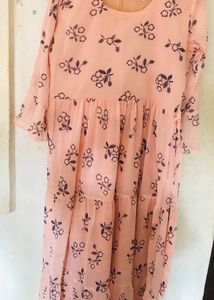 Peach Floral Tiered Dress