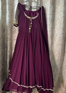 Elegant Purple Anarkali Gown