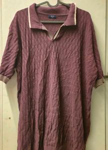 Burgundy Textured Polo Shirt