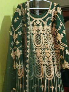 Green Beautiful Dress Only One Time Wear