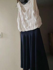 White  &amp; Navy Stiched Top