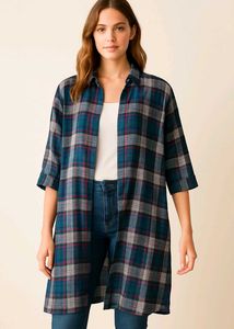Blue Plaid Flannel Shirt Shrug