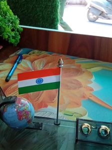 Desk Organizer with Calendar, Globe, &amp; Flag