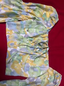 Floral Print Long Sleeve Crop Top