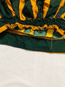 Dark Green and Mustard Yellow Striped Crop Top