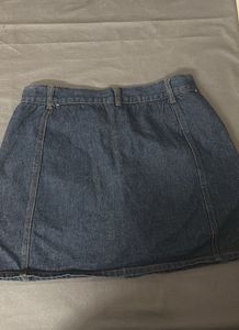 Denim Button-Front Mini Skirt