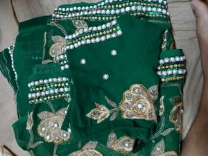 Green Embroidery Saree