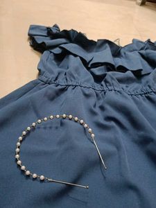 Blue Off-Shoulder Mini Dress