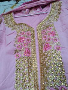 Elegant Pink Embroidered Suit