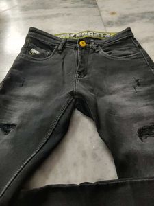 Distressed Black Denim Jeans