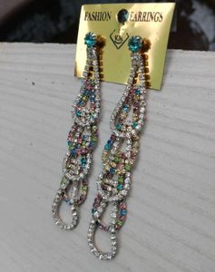 Sparkling Multi-Color Rhinestone Dangle Earrings