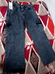 Zara Cargo Wide Leg Jeans