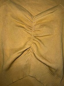 Mustard Cotton Crop Top | Fluffy Sleeves