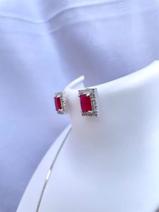 Ruby Red AD Necklace With Earrings