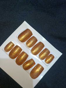 Gold Glitter Press-On Nails